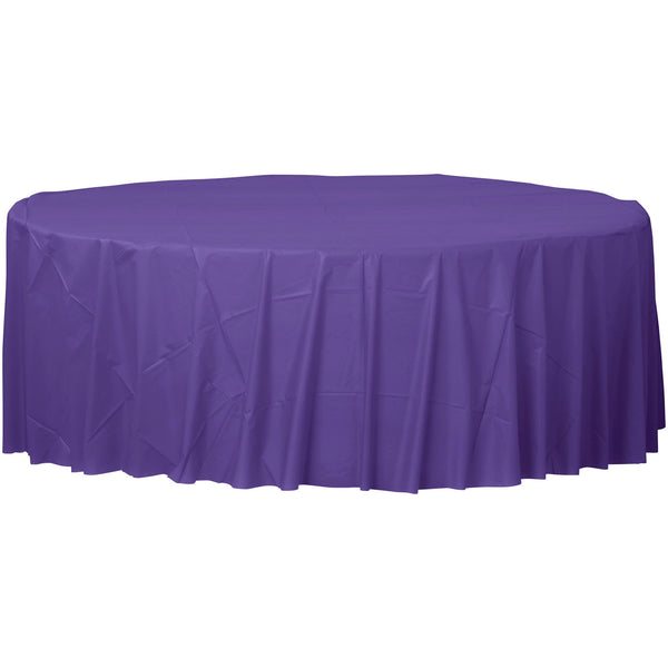 Round Plastic Table Cover 84" Purple