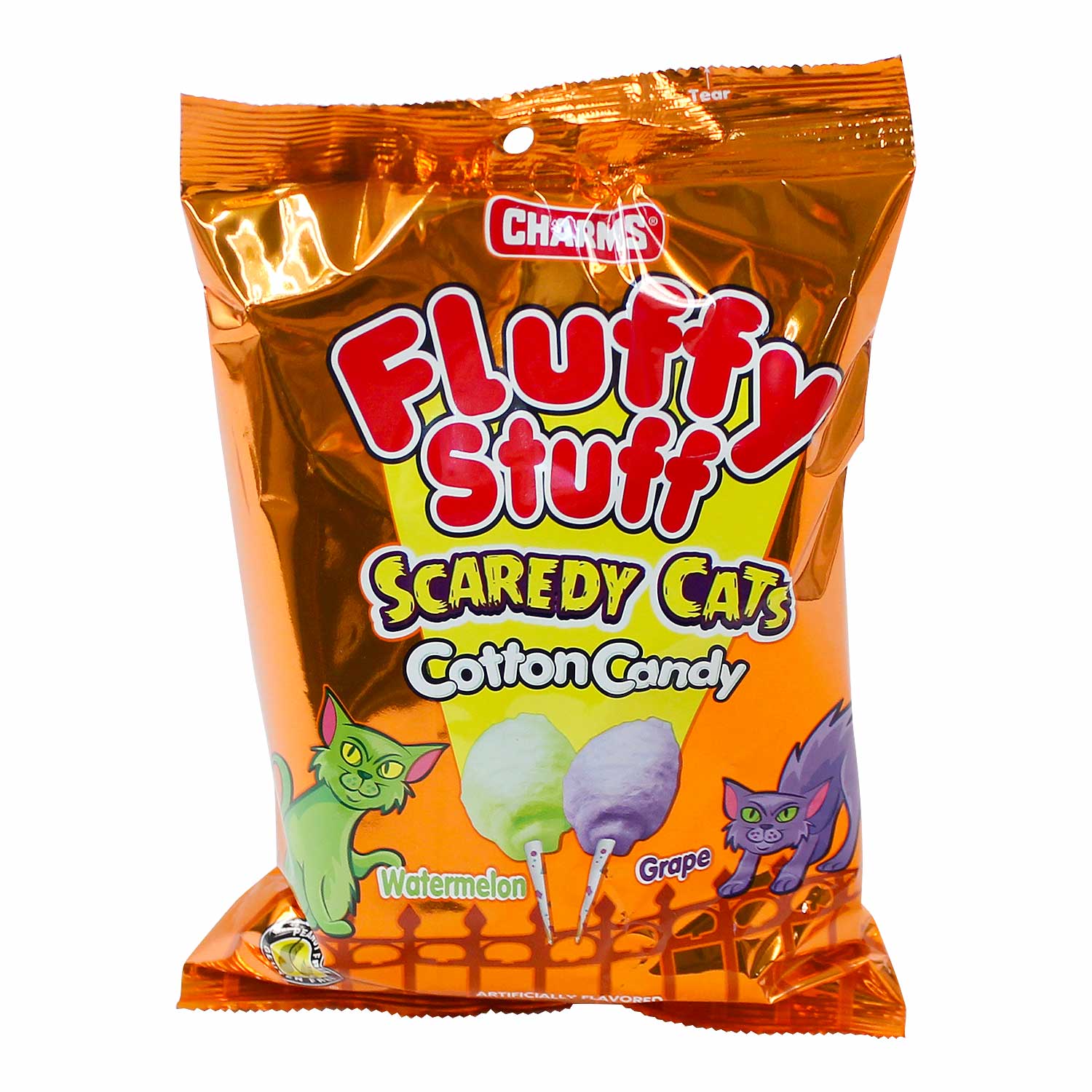 Charms Fluffy Stuff Cotton Candy, Scaredy Cats, Watermelon/Grape - 2.1 oz