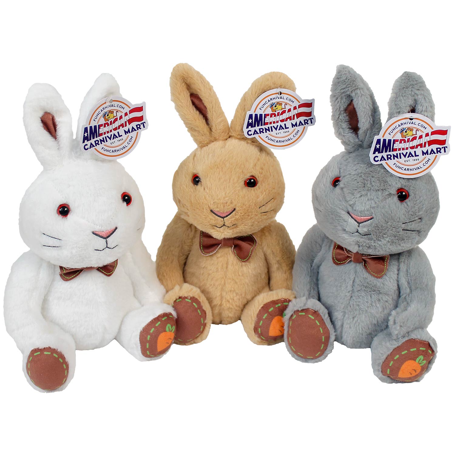 Plush Sitting Bunny With Bow Assorted 10