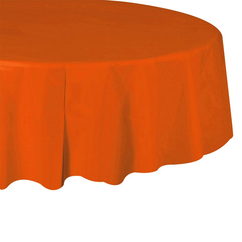 Plastic Table Cover - Orange 84" Round