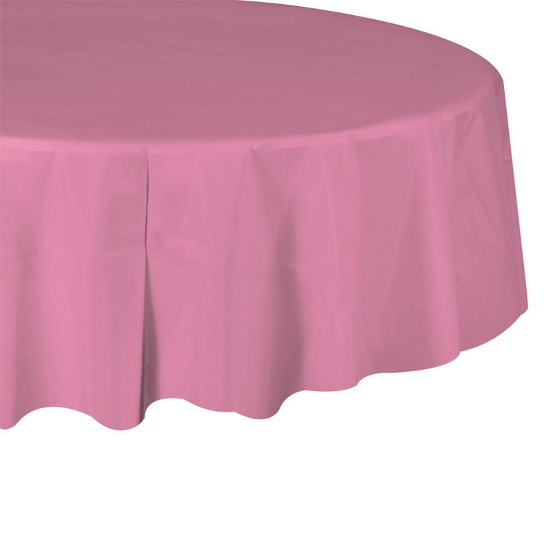 Plastic Table Cover - Pink 84" Round