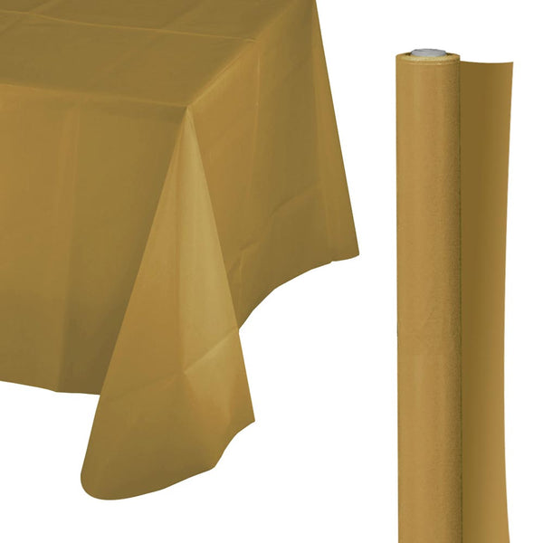 Plastic Table Cover Roll 40" x 100' Gold