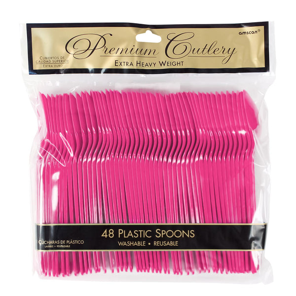 Plastic Spoons - Bright Pink (48 PACK)