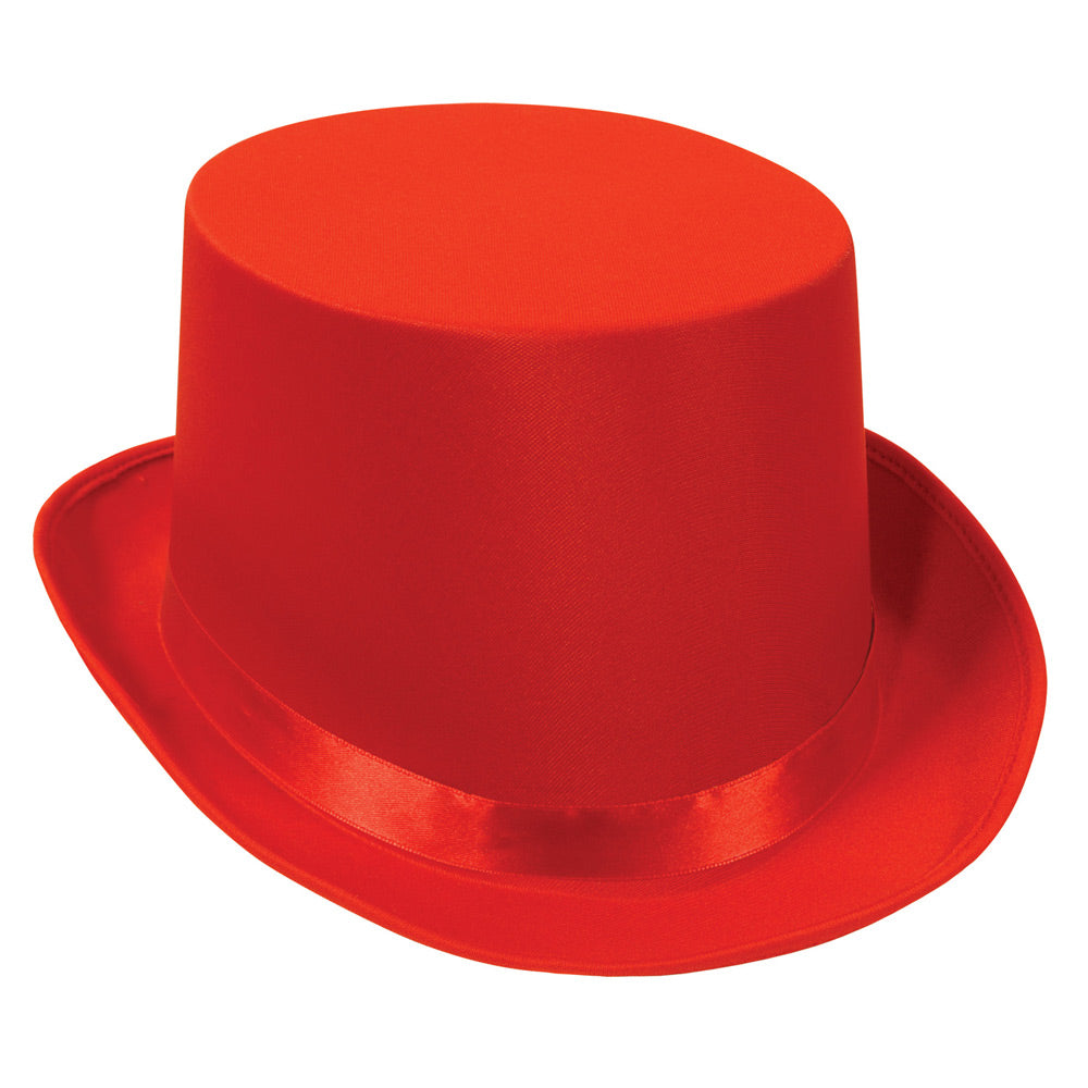 Satin Sleek Top Hat Red