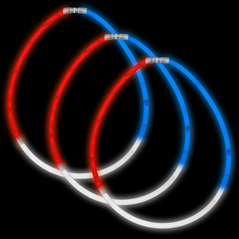 Glow Necklaces 22" Red White Blue (50 PACK)