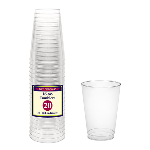 Clear Plastic Tumblers 16 oz (20 PACK)