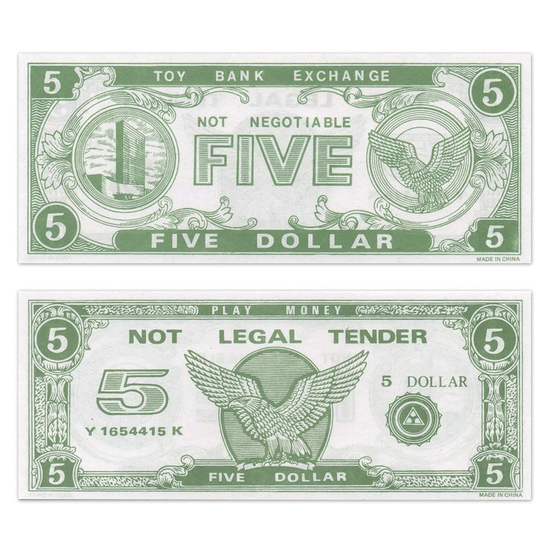 Play Money - $5 Bills (1000 PACK)