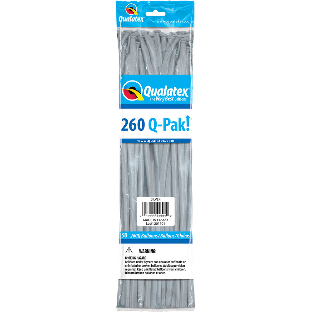 Qualatex Silver Latex Balloons - Pack Of 50, 2 Inch Diameter When Inflated