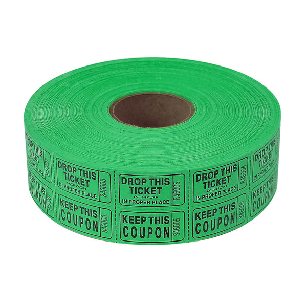 Double Roll Raffle Tickets - Green (2000 ROLL)