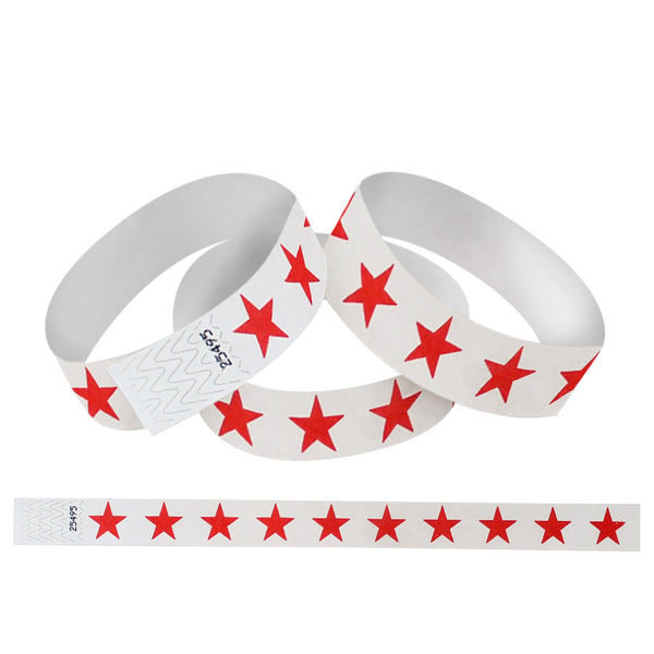 Tyvek Paper Wristbands 3/4" Red Stars (500 PACK)