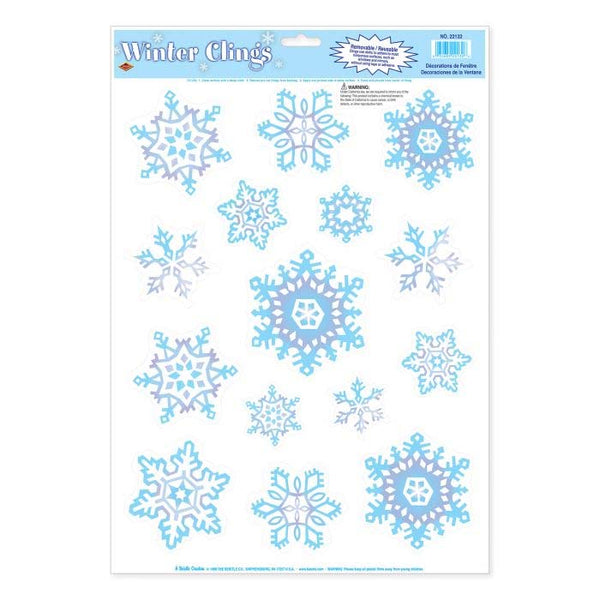 Crystal Snowflake Glass Cling Assortment (15 PACK)