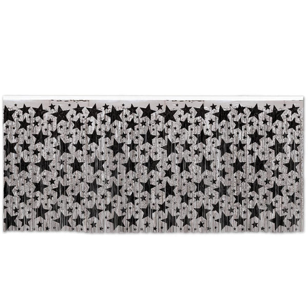 Table Skirt Silver w/ Black Stars 30" X 14'
