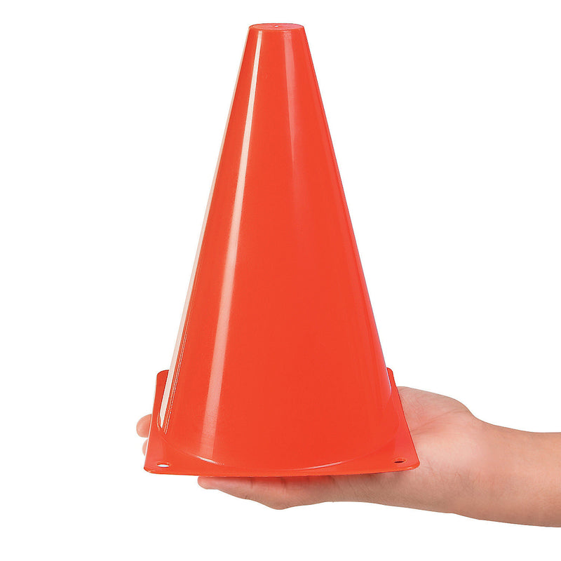 Red Plastic Traffic Cone in palm of hand