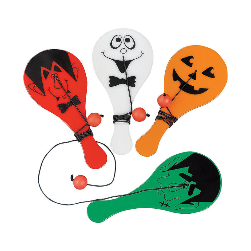 Mini Plastic Halloween Paddleball Games 4.75" (48 PACK)