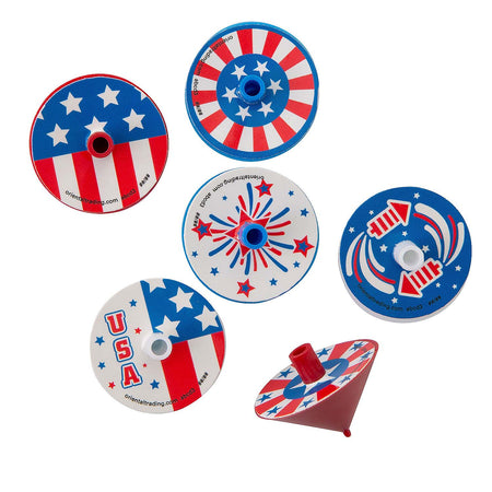 Red, White and Blue Plastic Spinning Tops 1.25" (144 PACK)