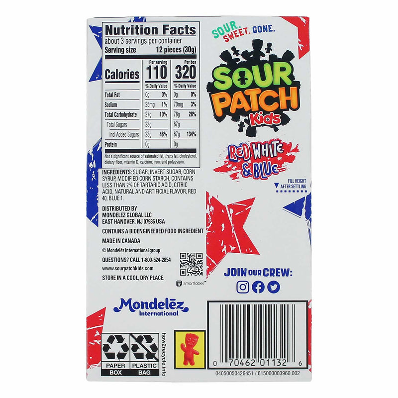 Sour Patch Kids Red White & Blue Candy back
