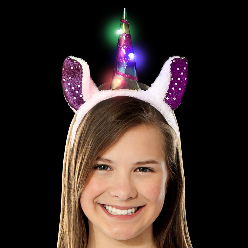 Pink blue large light up NEW big unicorn headband ears playboy dollbaby party Light-Up Unicorn Headband - Assorted Colors (Each) – Mardi  main image 2