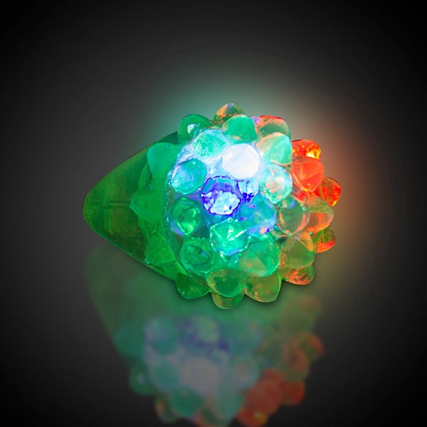 Light Up Jelly Bumpy Ring Green 1.5" (24 PACK)