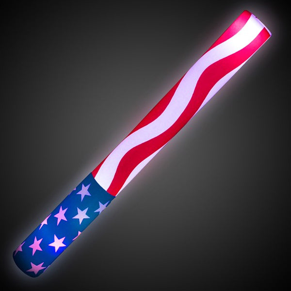 Light Up American Flag Foam Baton 16"