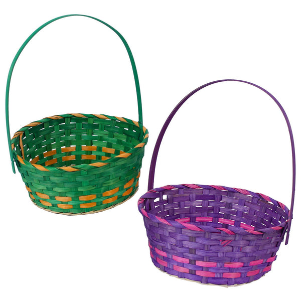 Round Bamboo Easter Basket Assorted 11"