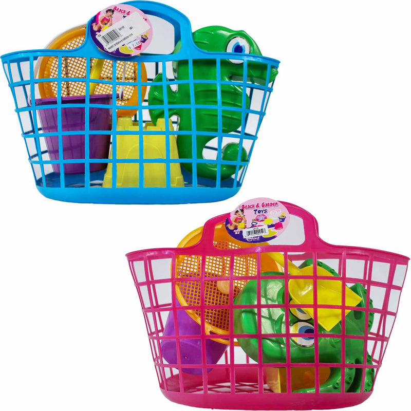 Basket W/ Beach and Garden Tools Assorted 14"