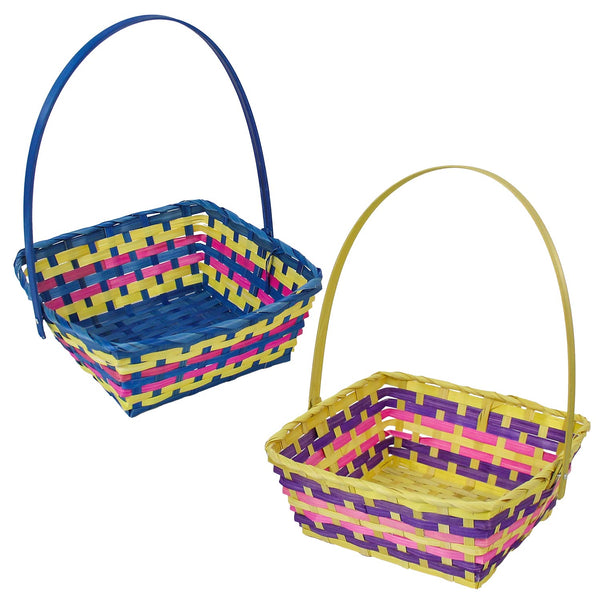 Square Bamboo Easter Basket Assorted 11"