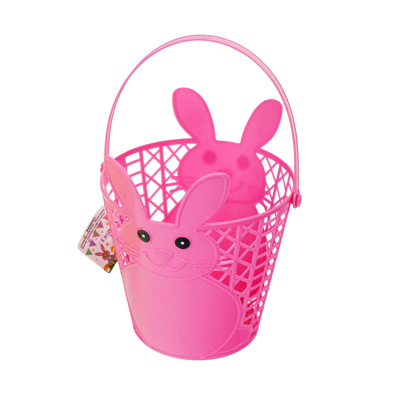 Pink Plastic Easter Bunny Basket