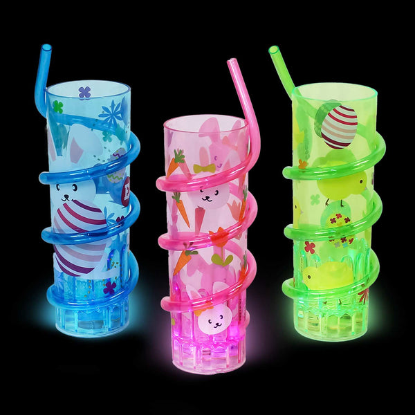 Light Up Acrylic Cup W/ Straw Assorted