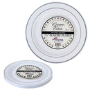 White Plastic Plates with Silver Band 7.5" (10 PACK)