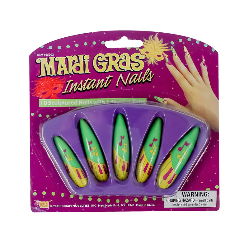 Mardi Gras Instant Nails