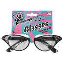 black retro glasses with hangtag