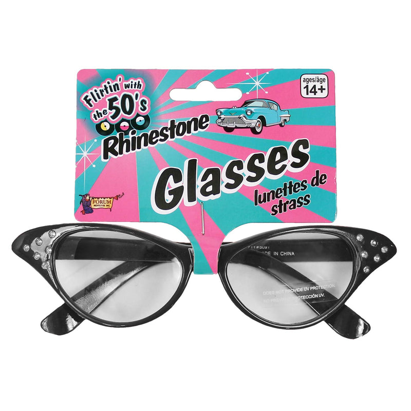 black retro glasses with hangtag