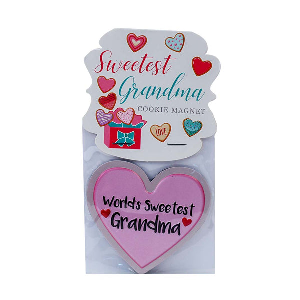 World's Sweetest Grandma Heart Shaped Sugar Cookie Magnet 3.25"
