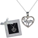 Mom Silver Heart Necklace (EACH)