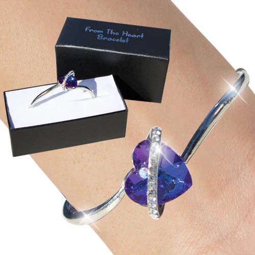 Blue Heart Hoop Bracelet
