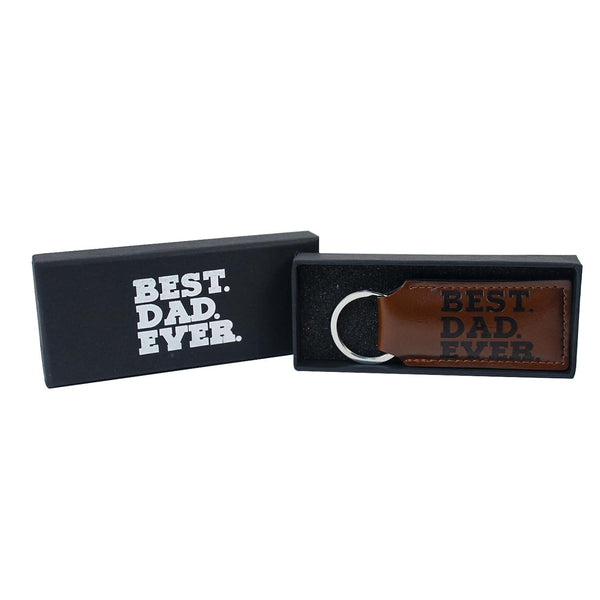 Best Dad Ever Leatherette Keychain 3"