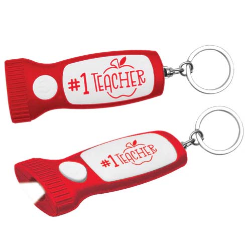 #1 Teacher Flashlight Keychain 3"