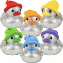 Glitter Rubber Duck With Knit Cap Assorted 6" (EACH)