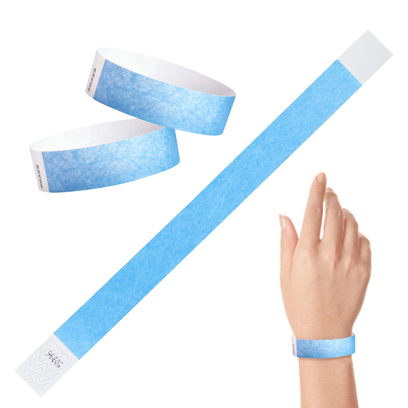 Tyvek Paper Wristbands 3/4" Light Blue (100 PACK)