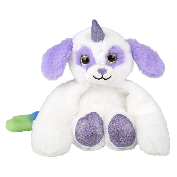 plush puppy dog with rainbow tail and unicorn horn