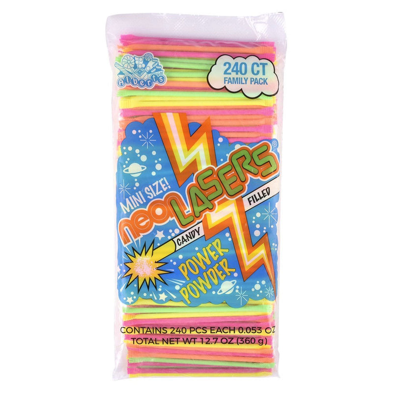 Mini Neon Lasers Powder Candy Straws 240 Count