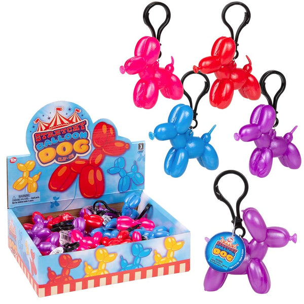 Stretchy Balloon Dog Clip On Assortment (24 PACK)