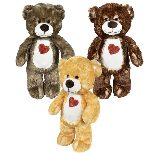 Plush Cotton Candy Natural Heart Bear Assorted 20" (EACH)