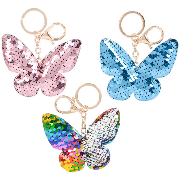 Flip Sequin Butterfly Keychain Assortment 3" (DZ)