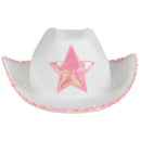 White Felt Cowgirl Hat With Pink Star (EACH)