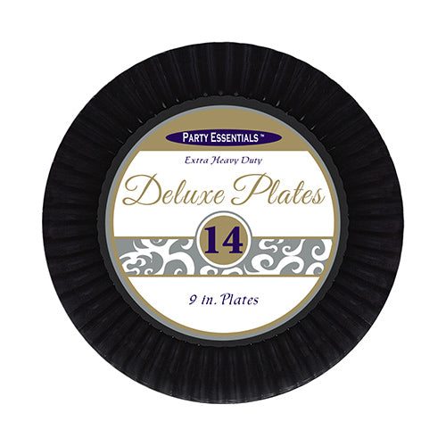 Deluxe Luncheon Plates Black 9" (14 PACK)