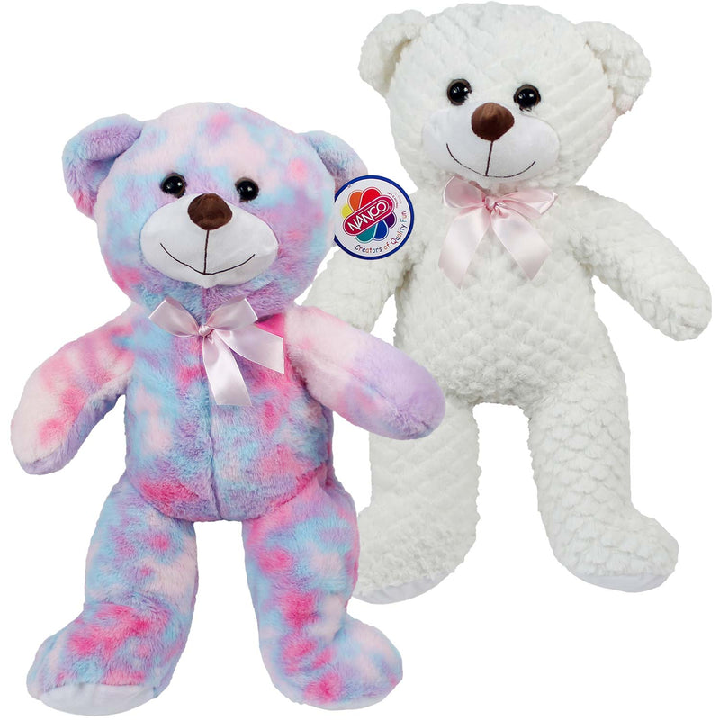Tie Dye and White Ribbon Teddy Bears