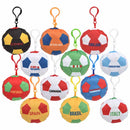 Plush Country Soccer Ball Backpack Clip Assortment 3" (DZ)