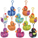Plush Ducky Backpack Clip Assorted 4" (EACH)