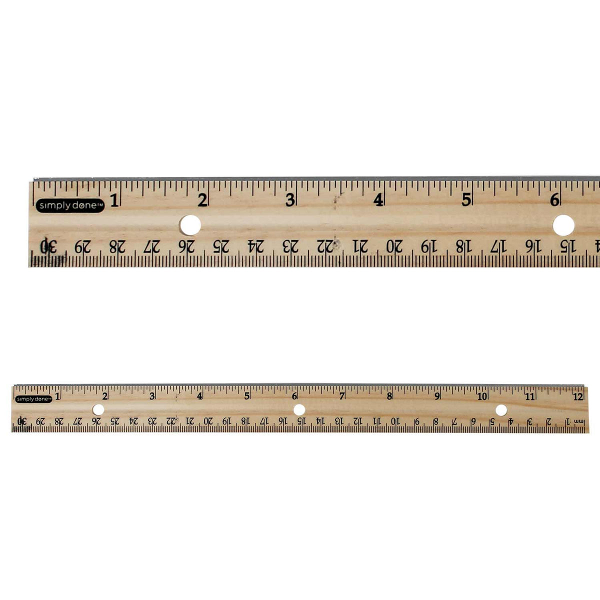 24 Pack Wooden Rulers With Metal Edge – 12 Inch Ruler Bulk For School, Office, Crafts – Dual Imperial & Metric